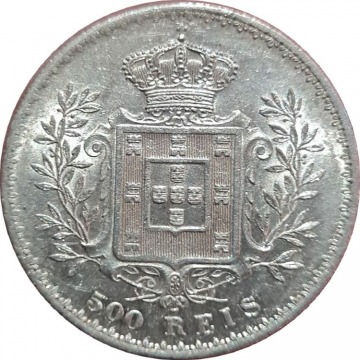 Monnaie Argent – 500 Reis Portugal 1891 – Roi Charles Ier