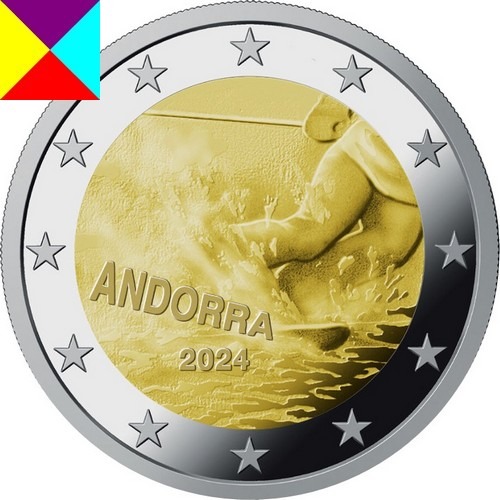 🟢 2 euro Andorra 2024 100 anos de Esqui